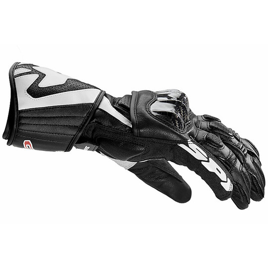 Spidi CARBO 1 Racing Leather Motorcycle Gloves Black White
