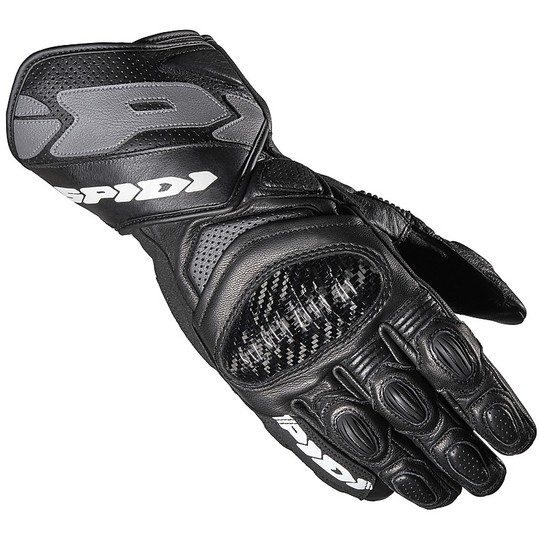Spidi CARBO 7 Black Racing Leather Motorcycle Gloves