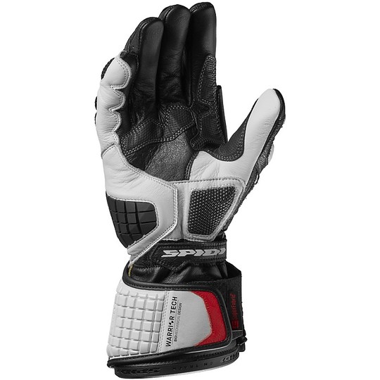 Spidi CARBO TRACK EVO Racing Leather Motorcycle Gloves Black White