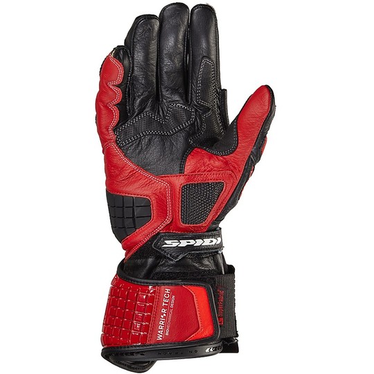 Spidi CARBO TRACK EVO Racing Leather Motorcycle Gloves White Red