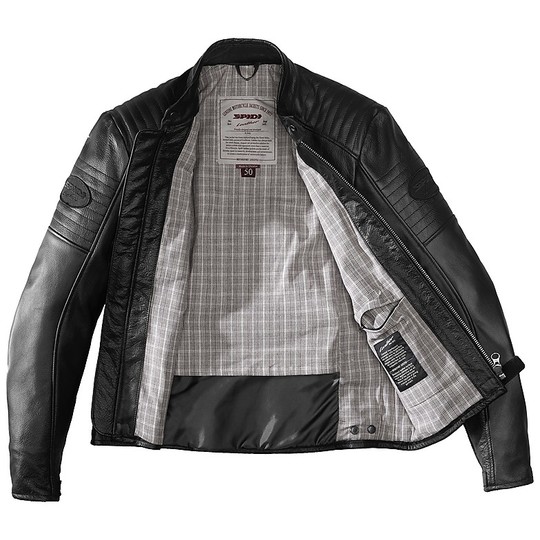 Spidi CLUBBER Custom Black Leather Motorcycle Jacket