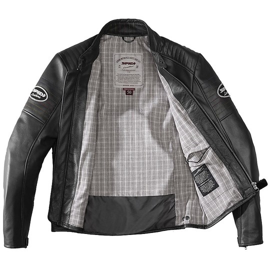 Spidi CLUBBER Custom Leather Motorcycle Jacket Black