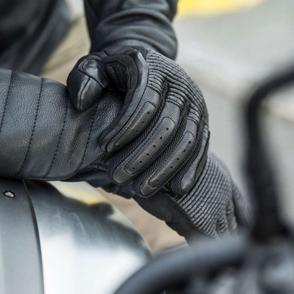 Spidi CLUBBER GLOVE Motorradhandschuhe aus schwarzem Leder