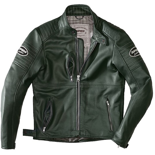 Spidi CLUBBER Green Custom Leather Motorcycle Jacket