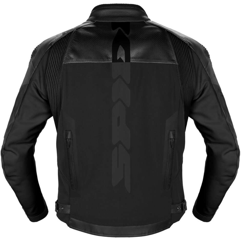 Spidi DP PROGRESSIVE HYBR Black Leather Motorcycle Jacket