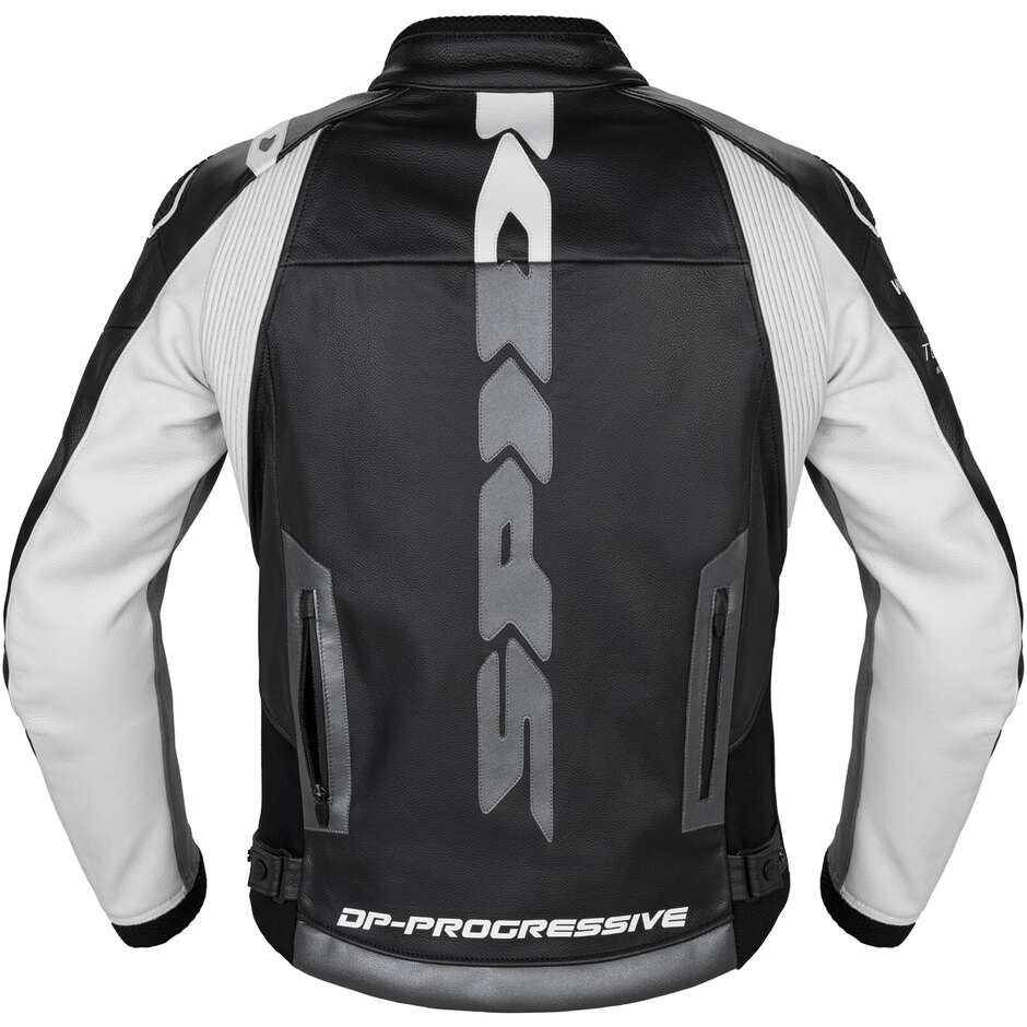 Spidi DP PROGRESSIVE LEATH Leather Motorcycle Jacket Black White