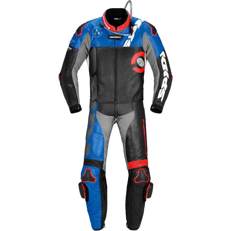 Spidi DP-PROGRESSIVE TOUR Divisible Motorcycle Suit. Black Red Blue