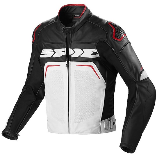 Spidi EVOLID PERFORATED perforated leather Moto Racing Jacket Black White Red