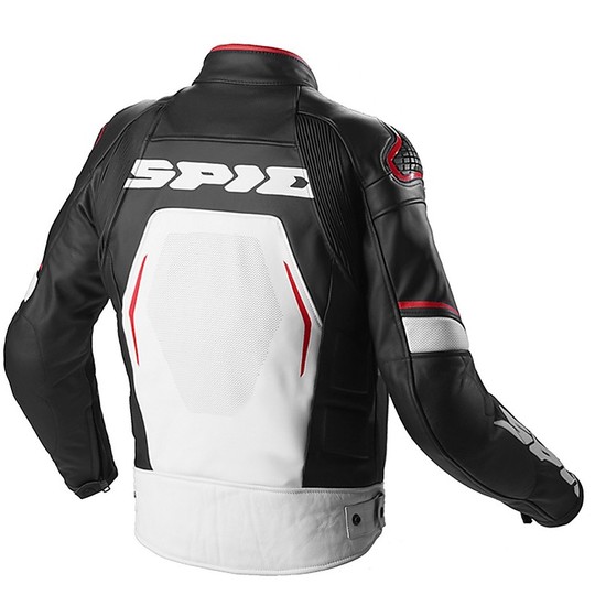Spidi EVOLID PERFORATED perforiertes Leder Moto Racing Jacket Schwarz Weiß Rot