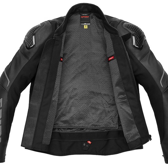 Spidi EVORIDER 2 Black Sporty Motorcycle Leather Jacket