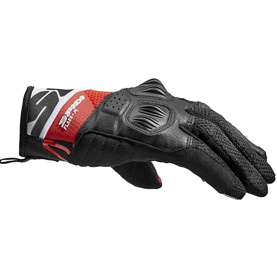 Spidi Fabric Motorcycle Gloves FLASH-R EVO Black White Red