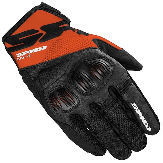 Spidi FLASH-R EVO Summer Motorcycle Gloves Black Orange