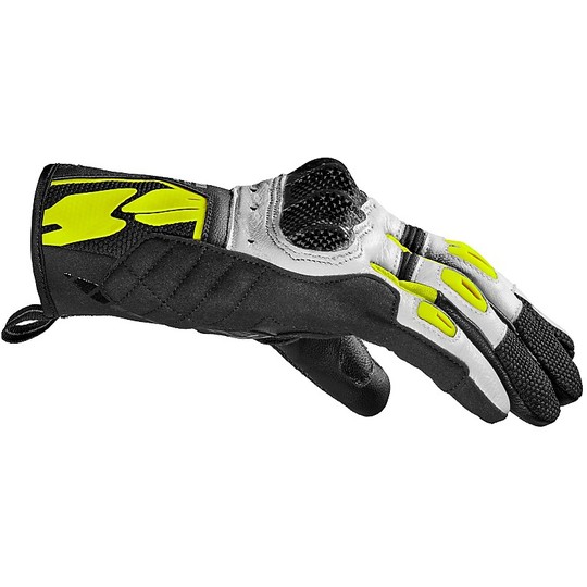 Spidi G-CARBON Lady Motorcycle Leather Gloves Lady White Yellow