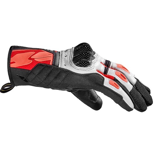 Spidi G-CARBON Short Leather Motorcycle Gloves Black Red