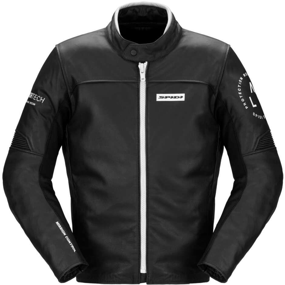 Spidi GENESIS Black White Leather Motorcycle Jacket