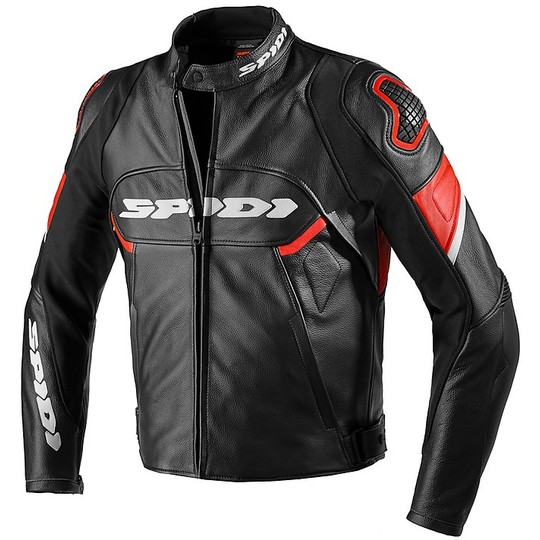 Spidi IGNITE Racing Leather Motorcycle Jacket Black Red