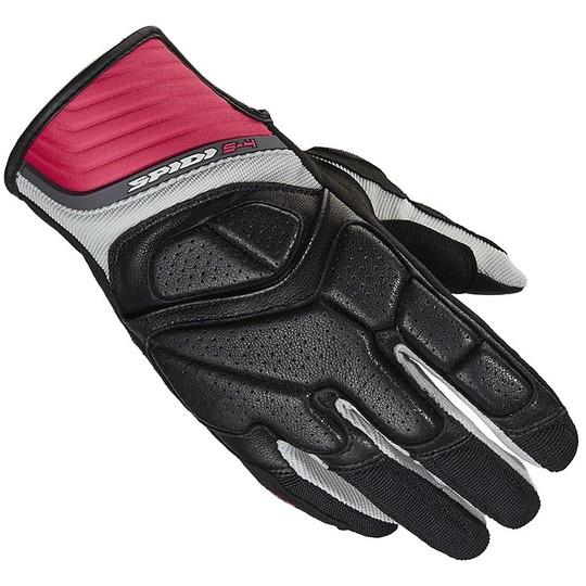 Spidi Leather Motorcycle Gloves S-4 LADY Black White Pink