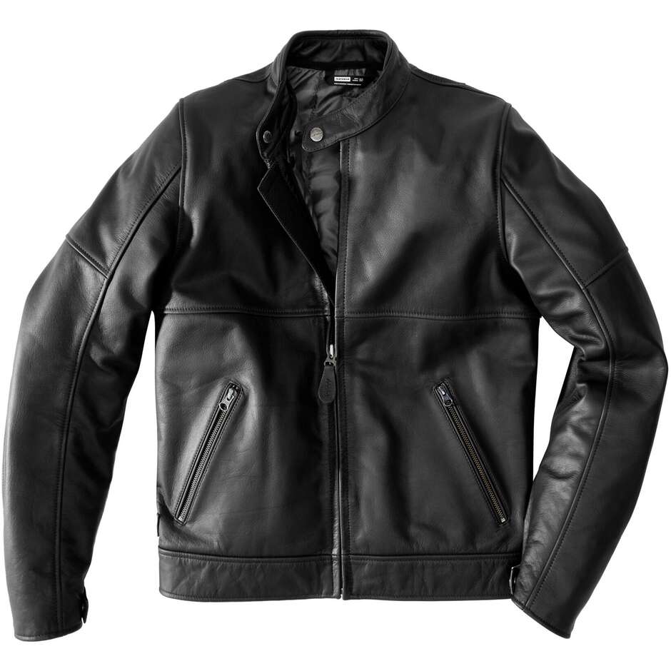 Spidi MACK Black Leather Motorcycle Jacket