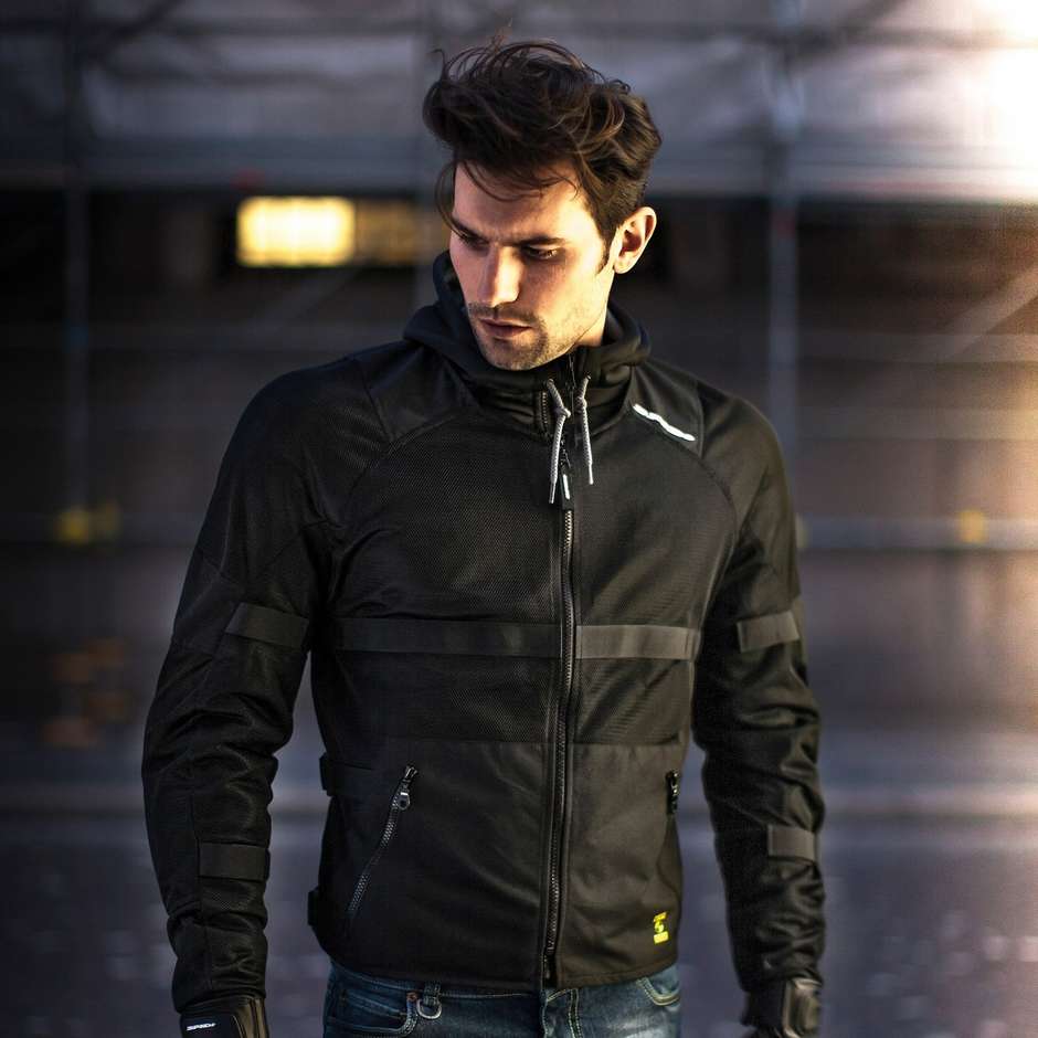 Spidi Motorcycle Jacket Perforated Fabric AIRTECH ARMOR Black