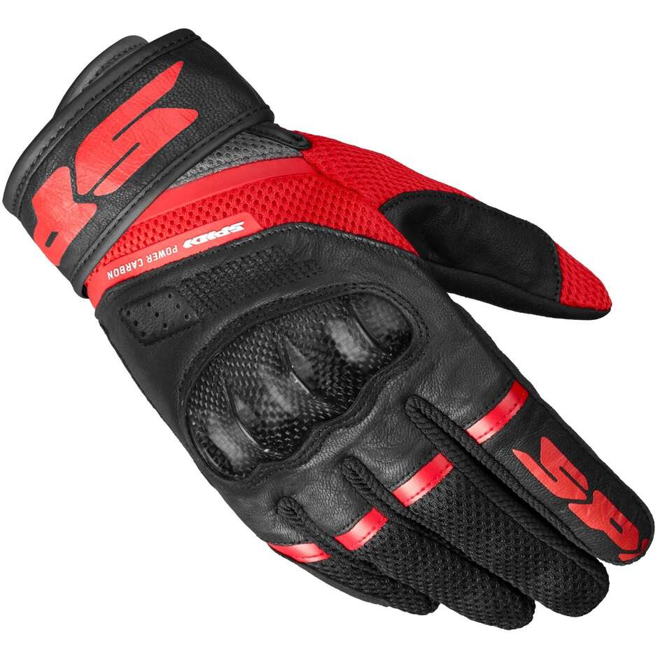 Spidi POWER CARBON Rote Motorradhandschuhe