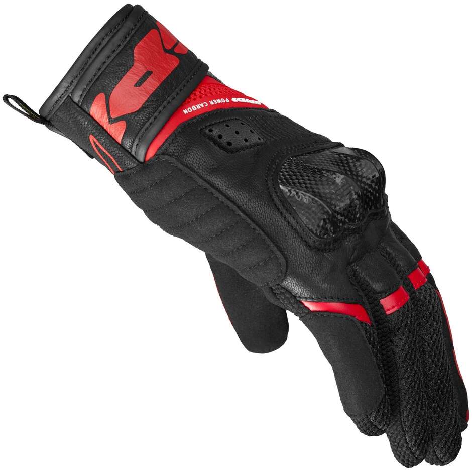 Spidi POWER CARBON Rote Motorradhandschuhe