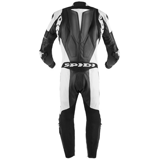 Spidi RACE WARRIOR Combinaison de moto en cuir de course perforée PRO pleine perforée noir blanc