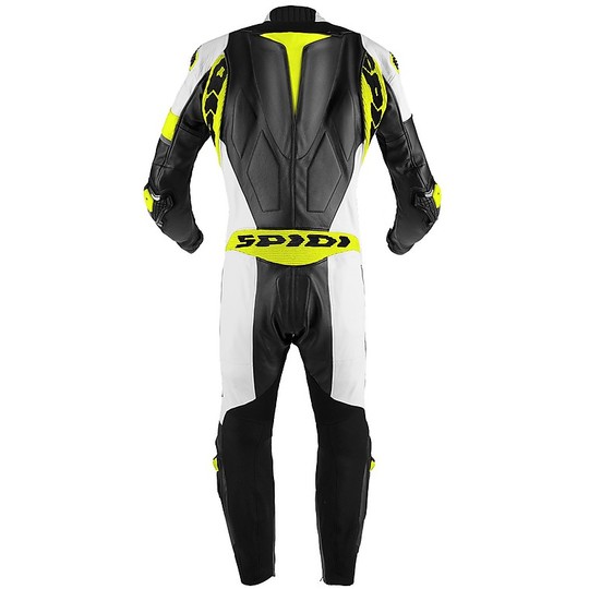 Spidi RACE WARRIOR Perforated PRO Complet Perforated Racing Leather Combinaison de moto Noir Blanc Jaune Fluo