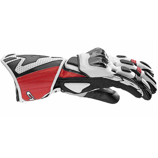 Spidi Racing Leather Gloves CARBO 1 White Red