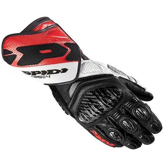 Spidi Racing Leather Gloves CARBO 4 Black Red
