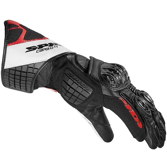 Spidi Racing Leather Gloves CARBO 4 Black Red