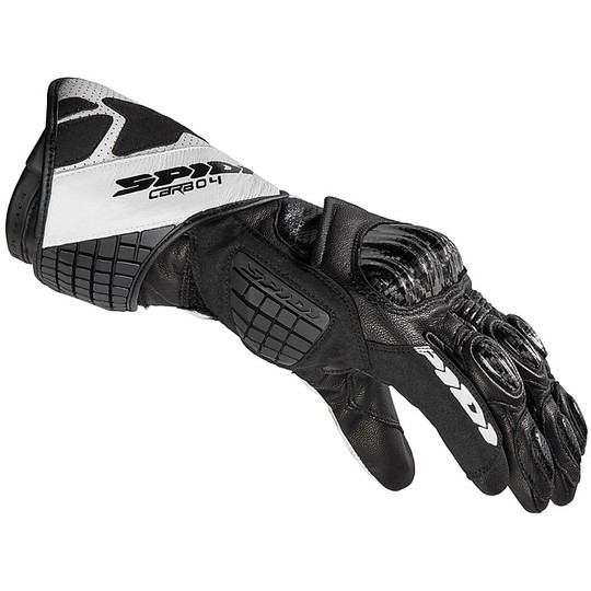 Spidi Racing Leather Gloves CARBO 4 White Black