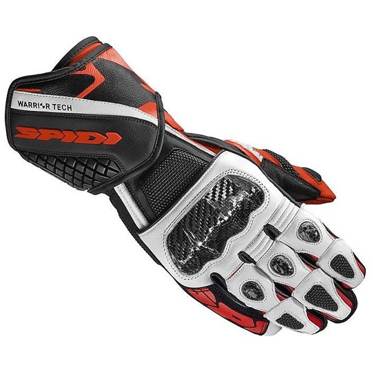 Spidi Racing Leather Gloves CARBO 5 White Red