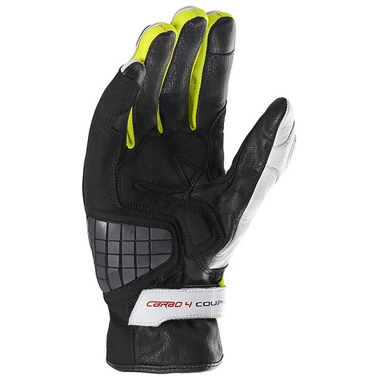 Spidi Racing Leather Gloves Moto Spidi CARBO 4 COUPE 'Black White Yellow