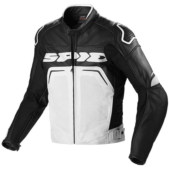 Spidi Racing Leather Jacket Moto Racing Spidi EVORIDER PERFORATED Black White