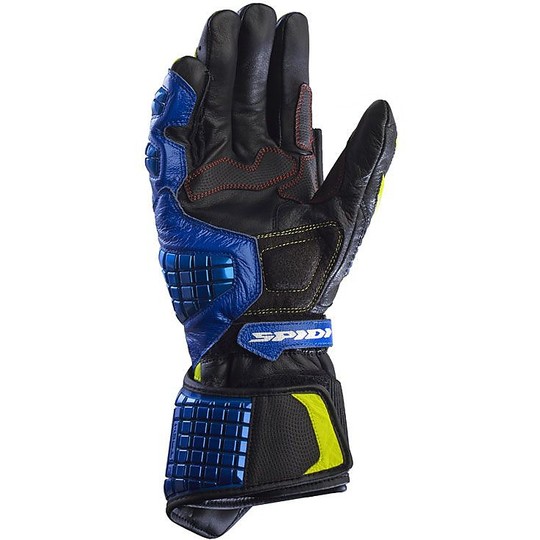 Spidi Racing Leather Motorcycle Gloves CARBO TRACK REPLICA Blue Yellow For Sale Online Outletmoto.eu