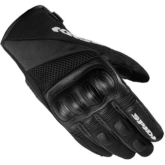 Spidi RANGER Black Leather and Fabric Motorcycle Gloves