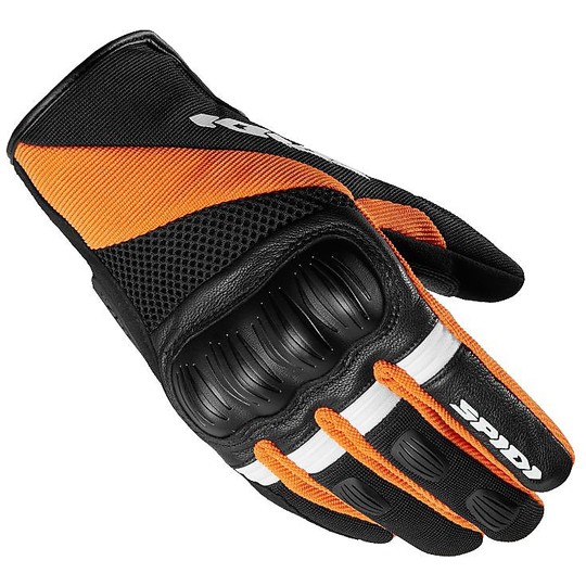 Spidi RANGER Black Orange Leather and Fabric Motorcycle Gloves