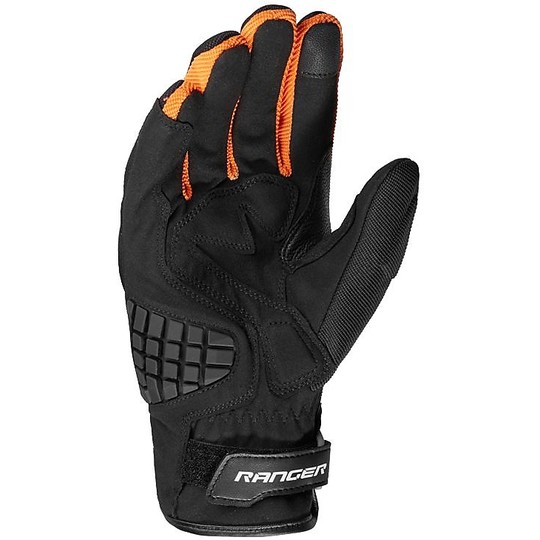 Spidi RANGER Black Orange Leather and Fabric Motorcycle Gloves