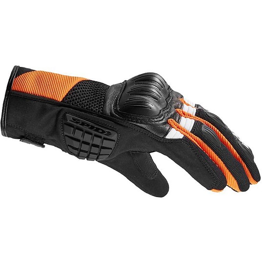 Spidi RANGER Schwarz Orange Leder und Stoff Motorradhandschuhe