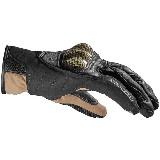Spidi REBEL Short Leather Motorcycle Gloves Black Brown