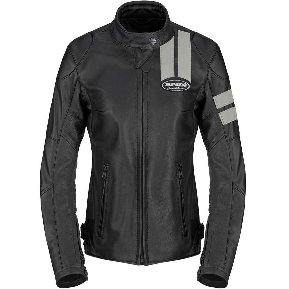 Spidi ROAR LADY Damen Leder-Motorradjacken Ice Black