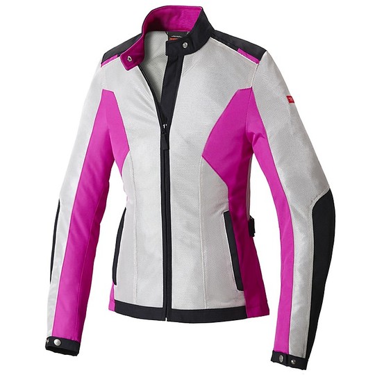 Spidi SOLAR NET Lady Motorcycle Jacket In Perforated Fabric White Pink