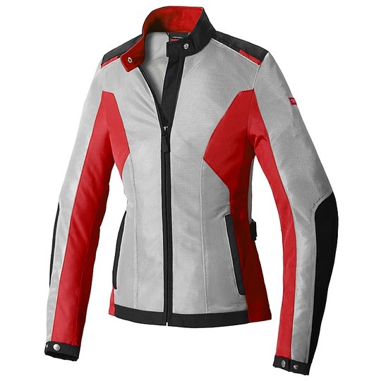 Spidi SOLAR NET Lady Motorcycle Jacket In Perforated Fabric White Red