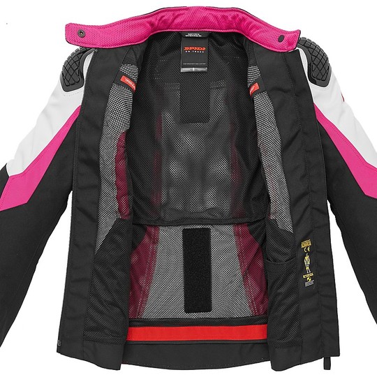 Spidi SPORT WARRIOR TEX Lady Lady Motorcycle Jacket In White Pink