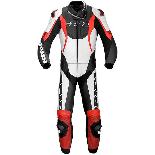 Spidi SPORT WARRIOR TOURING Leather Divisible Motorcycle Suit White Red