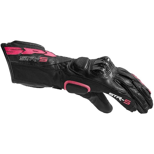 Spidi STR-5 LADY Women's Leather Motorcycle Gloves Black Pink