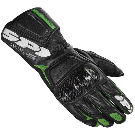 Spidi STR-5 Racing Leather Motorcycle Gloves Black Green