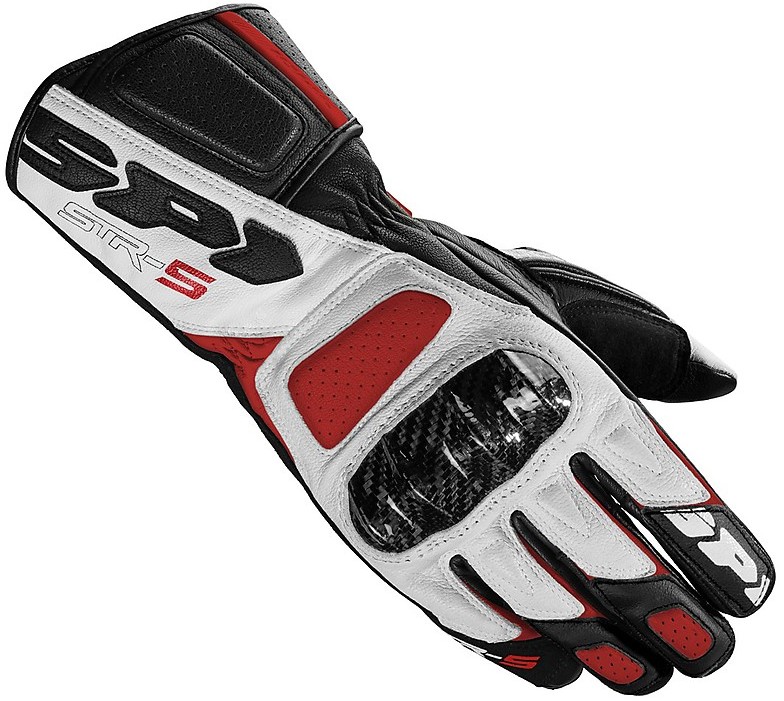 Spidi STR5 Racing Leather Motorcycle Gloves Black White