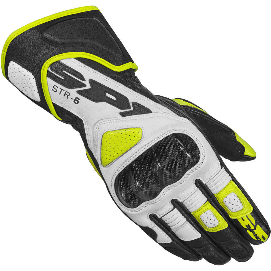 Spidi STR-6 Motorcycle Gloves Black Yellow Fluo
