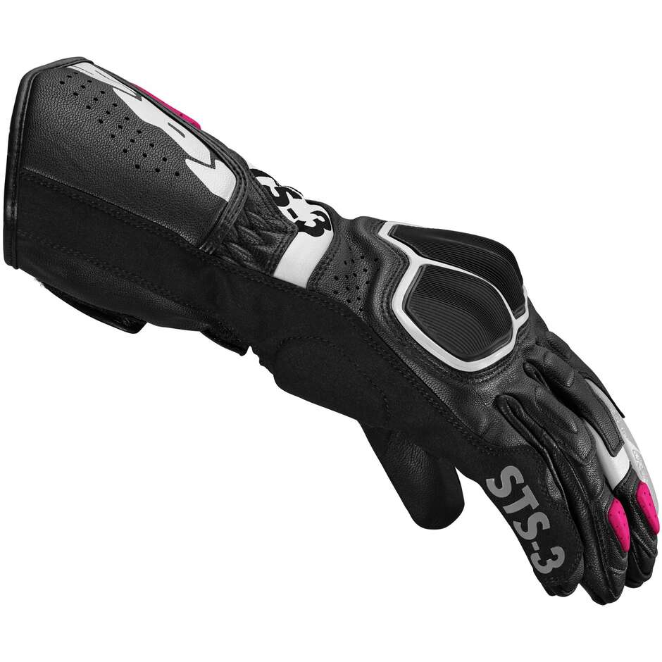 Spidi STS-3 LADY Women's Leather Motorcycle Gloves Black Fuchsia